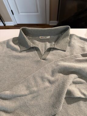 Marine Layer Heather Gray Knit Polo Sweater